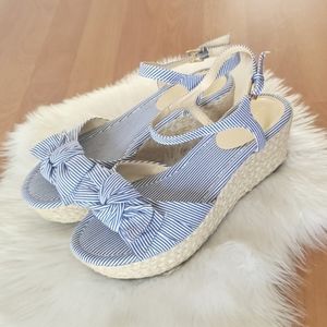 Liz Claiborne blue striped espradille platform sandals 9M
